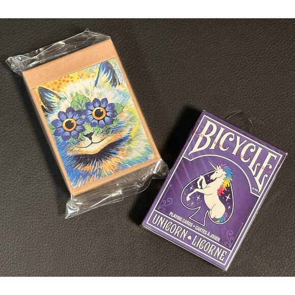 Playing Cards 2 Packs Cats and Unicorns - Picture 1 of 10